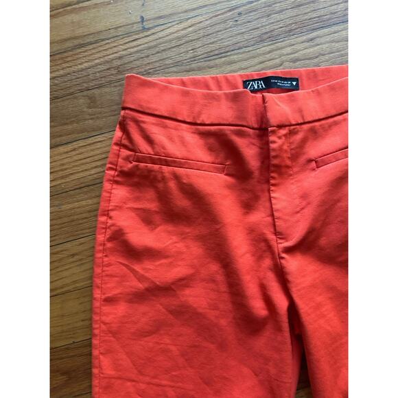 ZARA Orange Flare Dress Pants Women’s High Waist Trousers - Picture 3 of 6